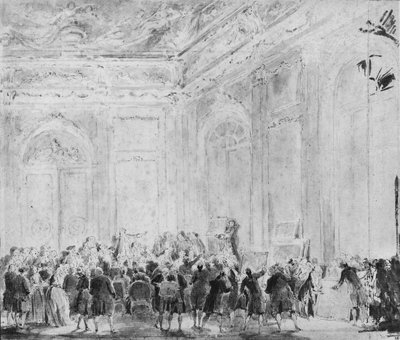Scene with a Sale of Paintings by Gabriel de Saint Aubin